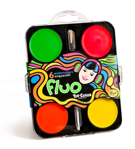PLASTIC BOX 6 FLUO WATERCOLORS 55M