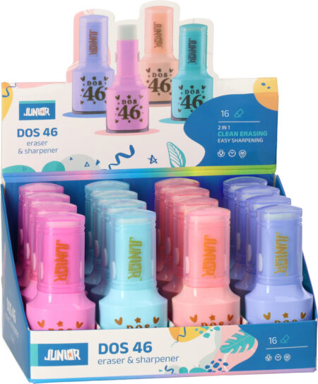 DOS 46 , PENCIL SHARPENER WITH ERASER , MIX