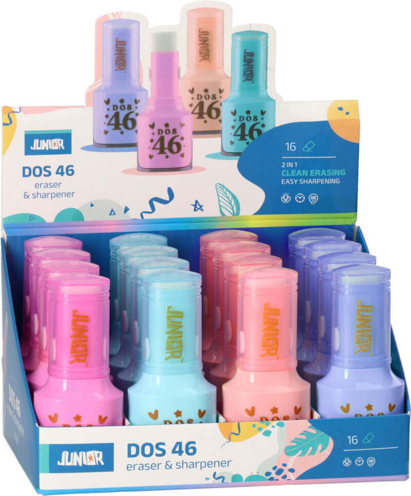 DOS 46 , PENCIL SHARPENER WITH ERASER , MIX