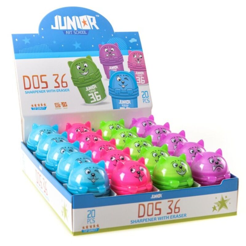 DOS 36 PENCIL SHARPENER WITH ERASER MIX
