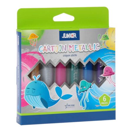 CARTOON STICK , WAX CRAYON , METALLIC , 6 PCS