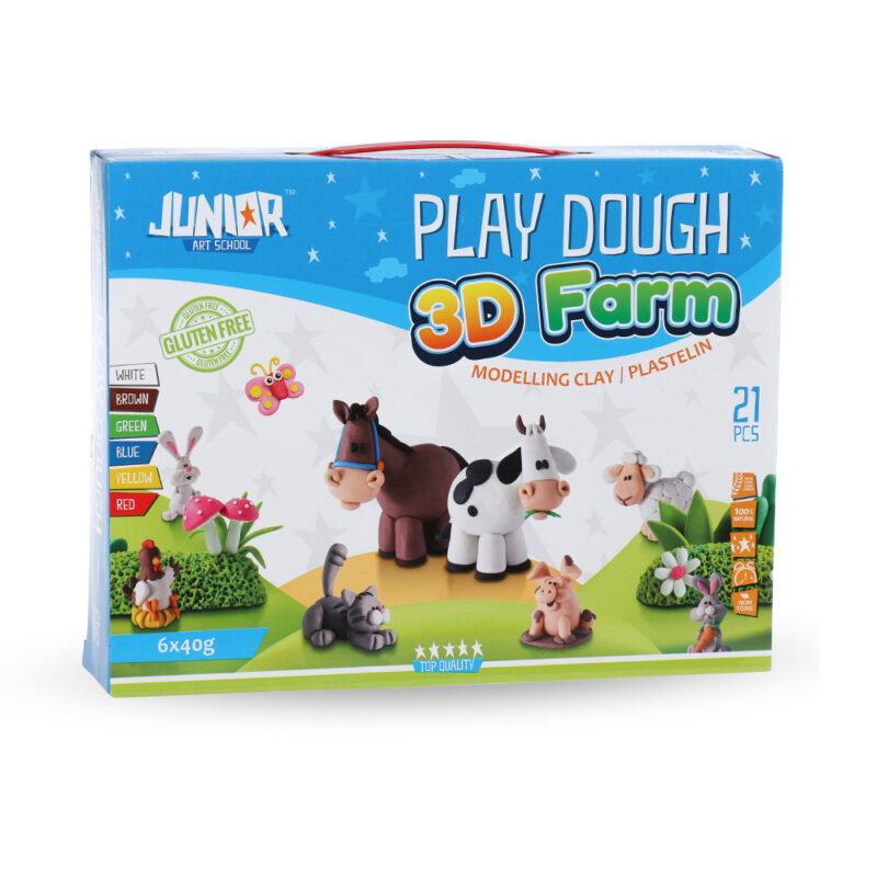 PLAY DOUGH MODELING CLAY WITH 3D MOLDS MIX FARM