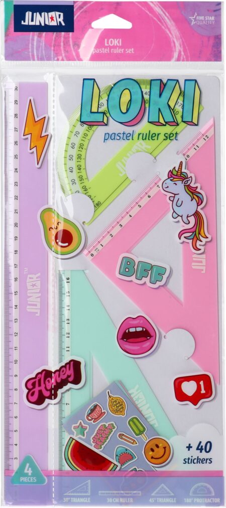LOKI SET OF RULERS PASTEL 4 PCS