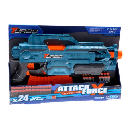 TURBO TOY GUN WITH BULLETS AND SMOKE BOMBS