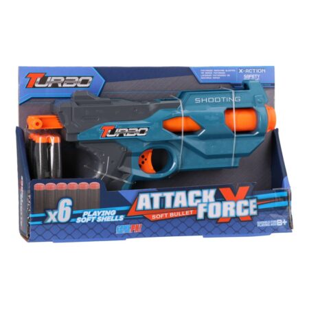 TURBO TOY GUN WITH BULLETS X6