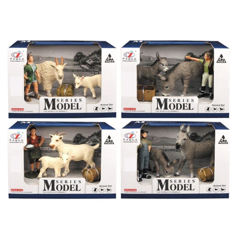 FARM ANIMALS TOY FIGURE SET DARMER AND ANIMALS MIX