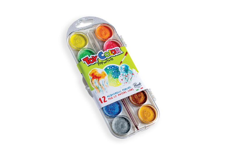 PLASTIC BOX 12 PEARLY WATERCOLORS 30MM