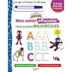 Disney – spidey et ses amis extraordinaires – mon cahier effacable – j’ecris les lettres majuscules