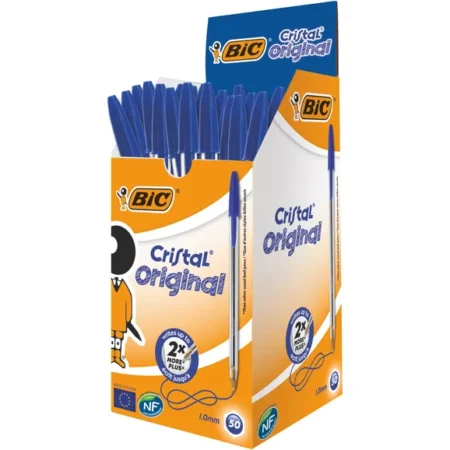 BIC CRYSTAL BLUE BALLPOINT PEN  PACK OF 50 PCS