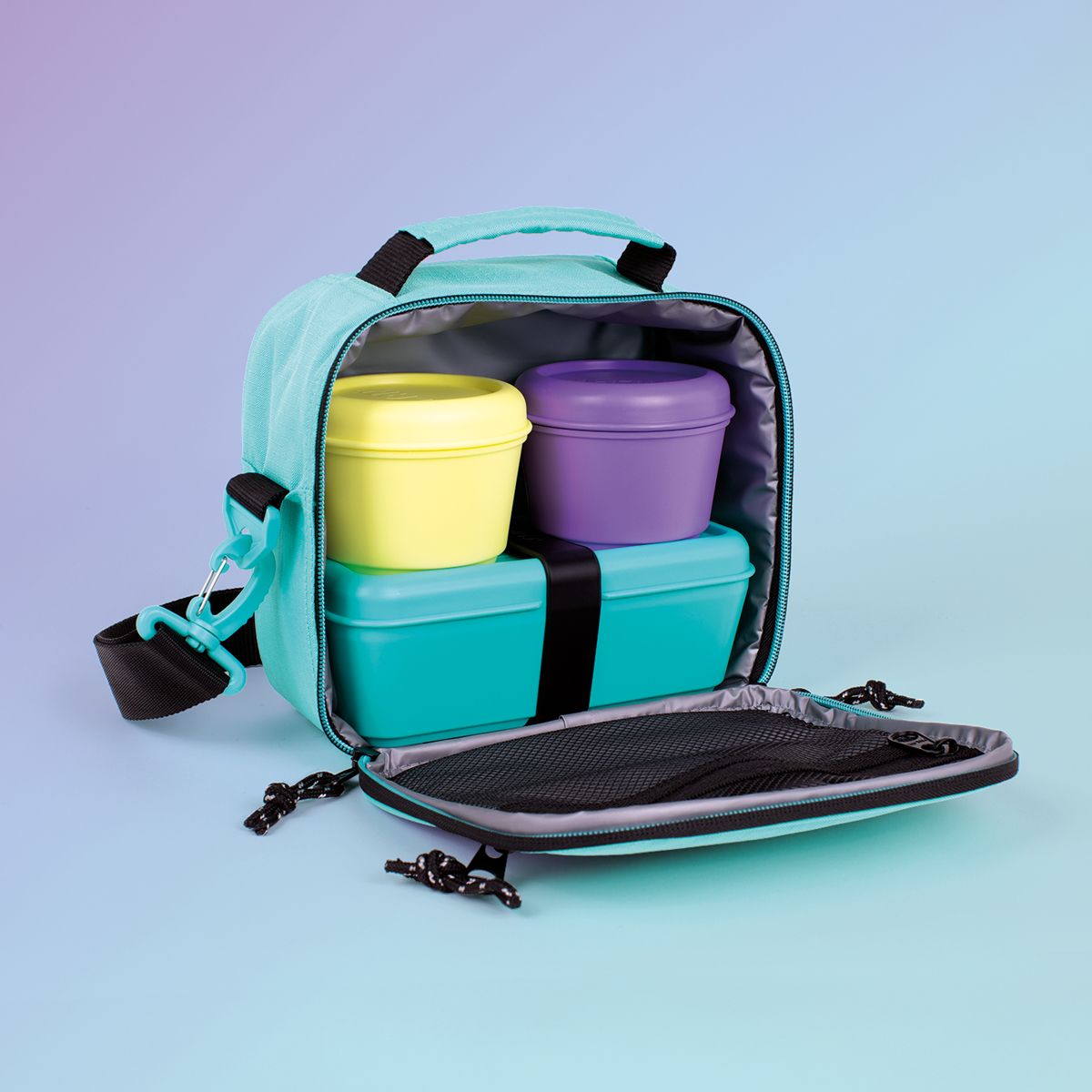 Isothermal food bag (3.5 L) with 3 lunch boxes Sunset series, turquoise - Image 2