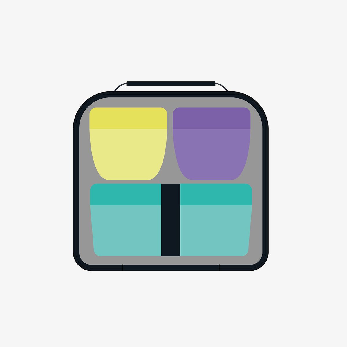 Isothermal food bag (3.5 L) with 3 lunch boxes Sunset series, turquoise - Image 3