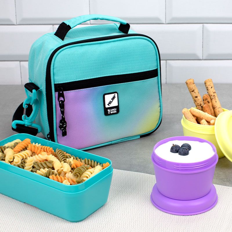 Isothermal food bag (3.5 L) with 3 lunch boxes Sunset series, turquoise - Image 4