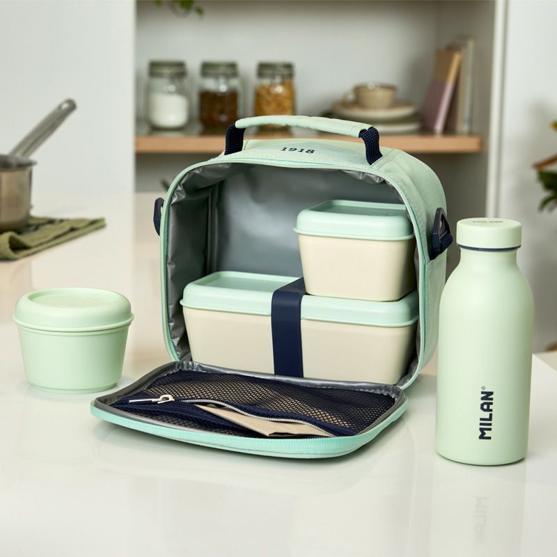 Isothermal food bag (3.5 L) with 3 lunch boxes 1918 series, green - Image 3