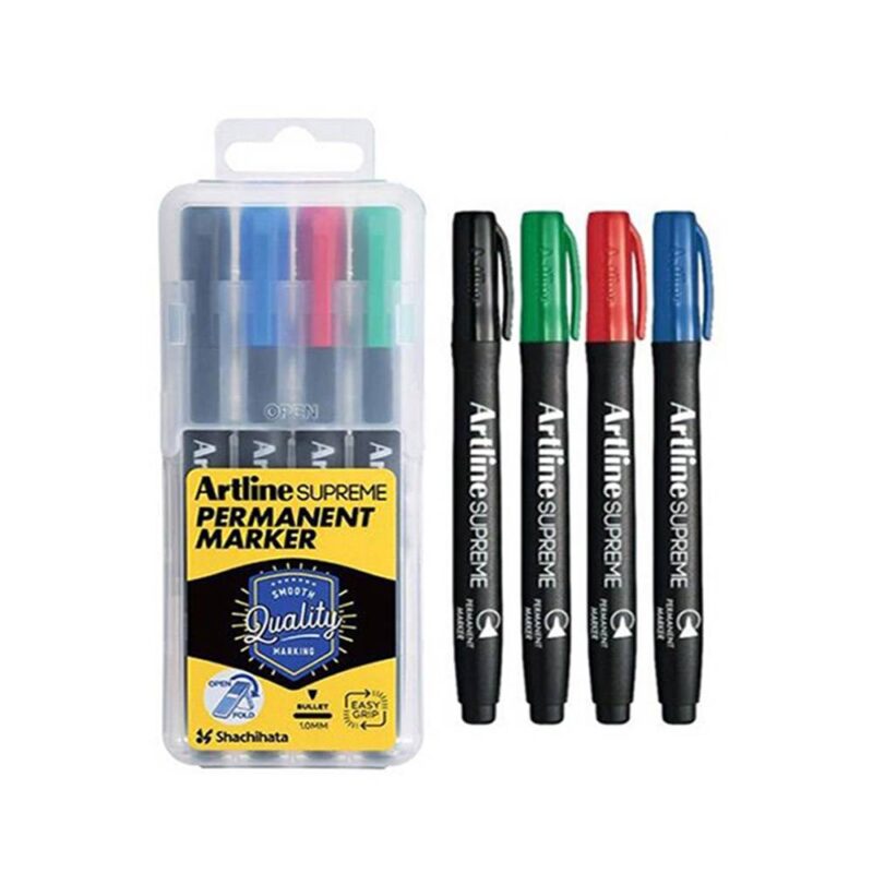 ARTLINE PLASTIC SET CASE PERMANENT MARKER 1.0MM 4 PCS