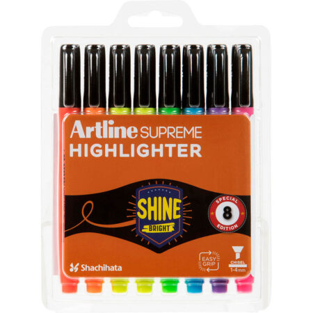 ARTLINE HIGHLIGHTER CLAMPACK 8 PCS ASSORTED COLORD 1.5MM CHISEL TYOE