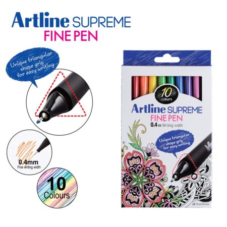 ARTLINE SUPREME FINE PEN 0.4MM /10 COLOURS