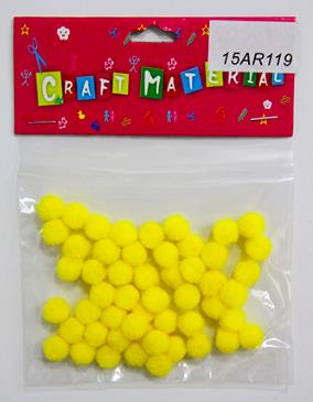 CRAFT MATERIAL POM POM 1CM YELLOW 50PCS
