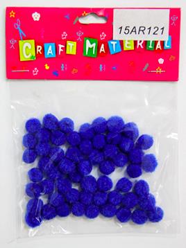 CRAFT MATERIAL POM POM 1CM BLUE 50 PCS
