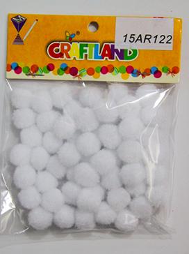 CRAFT MATERIAL POM POM WHITE 15MM 30PCS