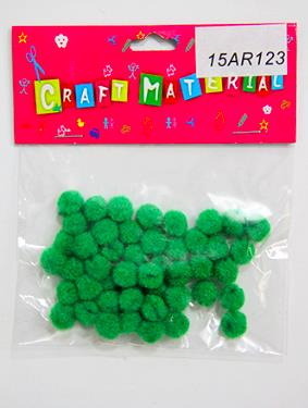 CRAFT MATERIAL POM POM 1CM GREEN 50PCS