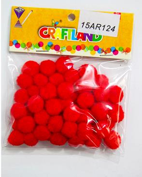 CRAFT MATERIAL POM POM 15MM RED 50 PCS