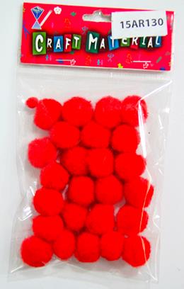 CRAFT MATERIAL POM POM 2CM RED 30 PCS