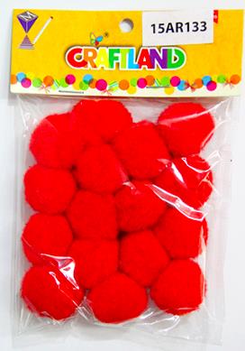 CRAFT MATERIAL POM POM 2CM 15PCS RED