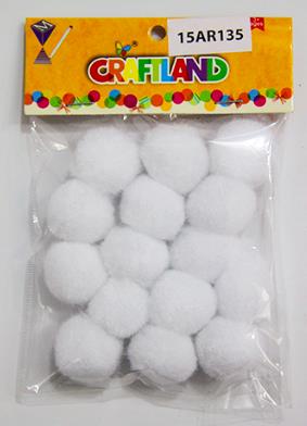 CRAFT MATERIAL POM POM 3CM 15PCS WHITE