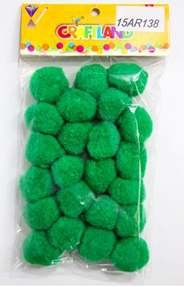 CRAFT MATERIAL POM POM 3CM 20PCS GREEN