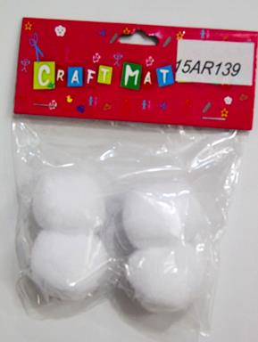 CRAFT MATERIAL POM 4CM 4PCS WHITE