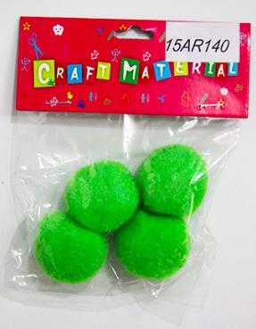 CRAFT MATERIAL POM POM 4CM LIGHT GREEN 4 PCS