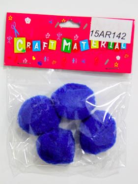 CRAFT MATERIAL POM POM 4CM BLUE 4 PCS