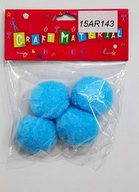 CRAFT MATERIAL POM POM 4CM 4PCS LIGHT BLUE