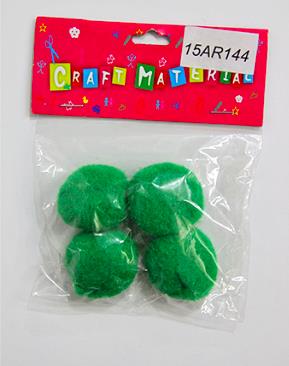 CRAFT MATERIAL POM POM 4CM 4PCS GREEN