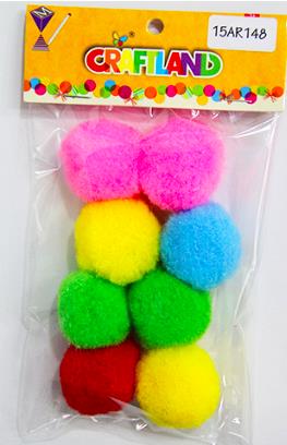 CRAFT MATERIAL POM POM 5CM ASSORTED 8 PCS