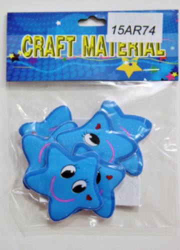 CRAFT MATERIAL FOAM SMILY STARS STICKERS / 6 PCS