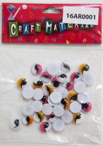 PLASTIC EYE 12MM COLORFUL 40 PCS