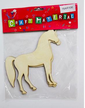 CRAFT MATERIAL WOODEN HORSE 2 PCS