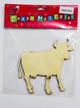 CRAFT MATERIAL WOODEN COW 2 PCS