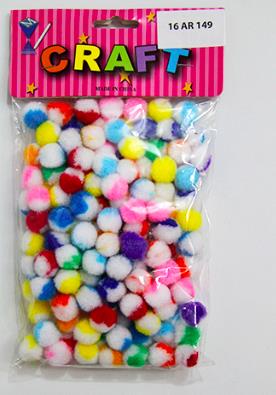 CRAFT MATERIAL POM POM 1.5CM ASSORTED 150PCS