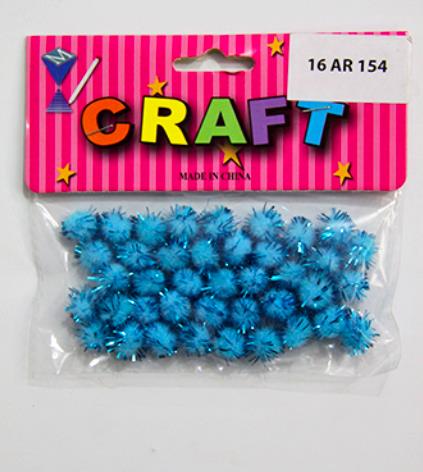 CRAFT MATERIAL POM POM 1CM LIGHT BLUE GLITTERED 50 PCS
