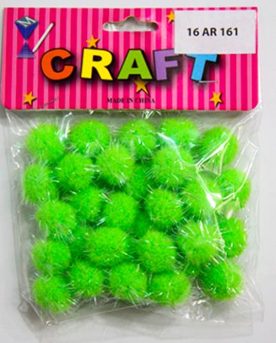 CRAFT MATERIAL POM POM FLUO GREEN 2CM 30PCS