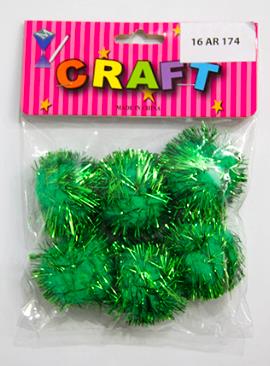 CRAFT MATERIAL 4CM LIGHT GREEN GLITTERED 6 PCS