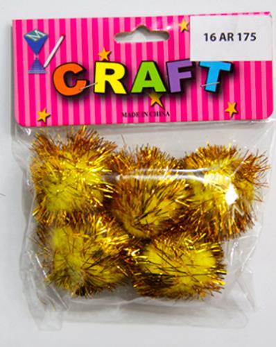 CRAFT MATERIAL POM POM 4CM GOLD GLITTERED 4PCS