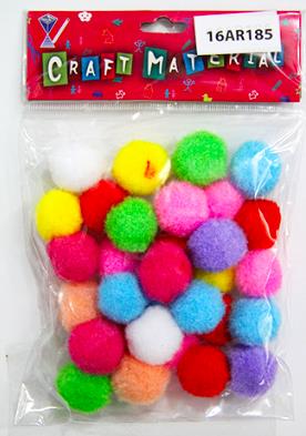 CRAFT DECORATION POM POM 25MM 30PCS ASSORTED