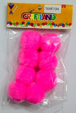 CRAFT MATERIAL POM POM PINK 4CM 8PCS