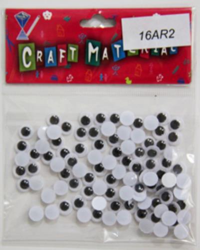 PLASTIC EYE BLACK & WHITE STICKERS 6 MM 100 PCS