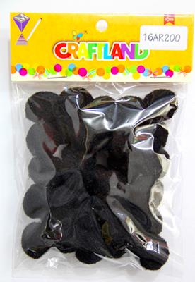 CRAFT MATERIAL POM POM 2CM BLACK 30PCS