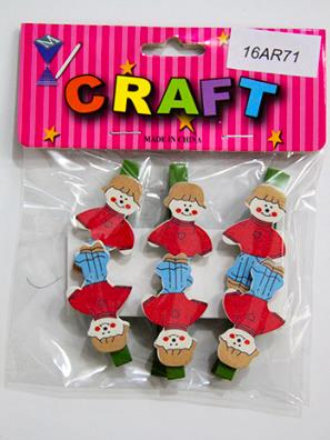 CRAFT MATERIAL WOODEN CLIP BOY 6PCS