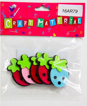 CRAFT MATERIAL STRAWBERRY FOAM STICKERS 5PCS
